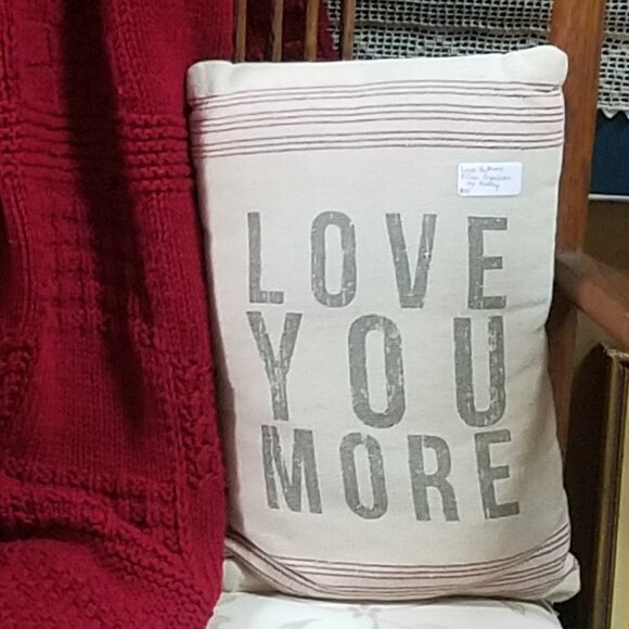 Linen Love You More Pillow Primitives by Kathy - Picture 1 of 4